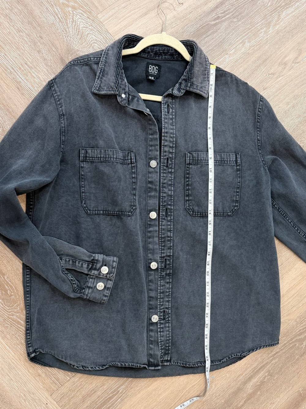 BDG Washed Charcoal Black Button-Up Denim Shirt